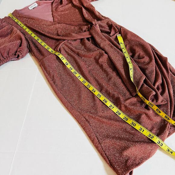 Saylor Deb Glittery Short Sleeve Side Tie Dress Size S Small - Picture 7 of 8